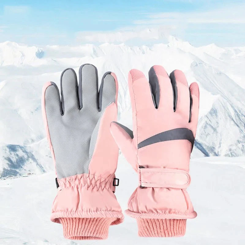 Stripe Waterproof Ski Gloves Winter Snowboarding Thermal Outdoor Sports Gear Set
