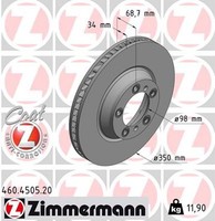 1X Bremsscheibe Coat Z Zimmermann 460.4505.20 FüR 9YA Panamera Cayenne Porsche