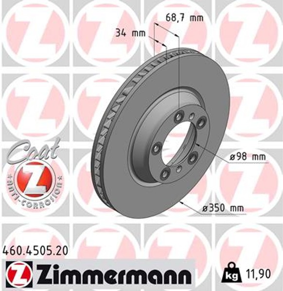 1X Bremsscheibe Coat Z Zimmermann 460.4505.20 FüR 9YA Panamera Cayenne Porsche-image