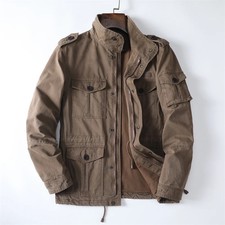 American Retro Style Men's Spring Casual Jackets Heavyweight Cotton Multi-Pocket