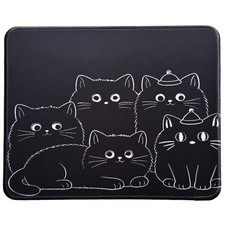 Cute Black Cats Mouse Pad with Stitched Edge Washable Cat Design Mousepad wit...
