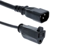 AC Power Cord, 5-15R to C14, 18 AWG, 1ft