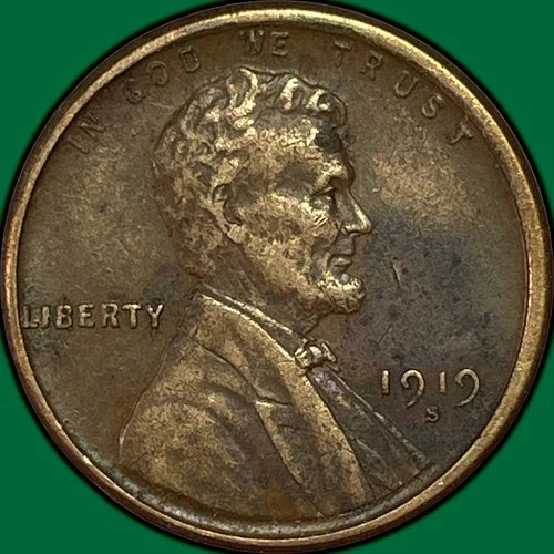 1919-S Lincoln Wheat Cent Extremely Fine XF Coin #35139