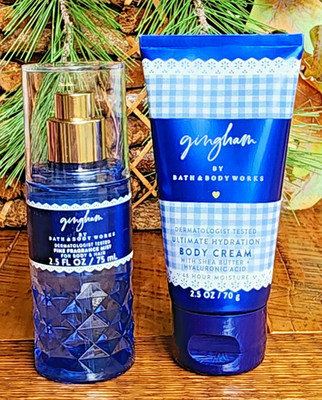 2Pcs~2026 SUMMER~ GINGHAM ~Bath Body~ MIST/BODY CREAM Travel Sz~SHIP FREE