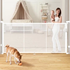 Retractable Baby Gates for Stairs, 78" Extra Wide Retractable Dog Gate with S...