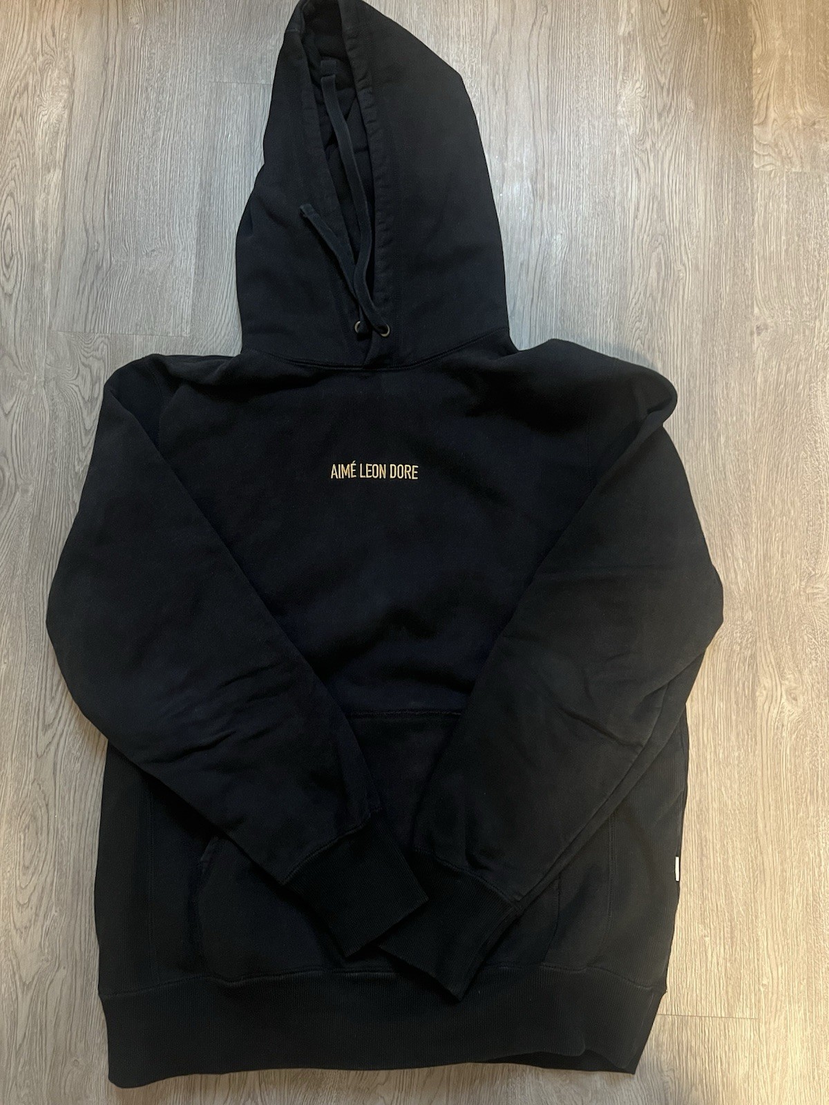 Aime Leon Dore Men's Hoodie XL Black Embroidered Logo Gold Lettering Sweatshirt