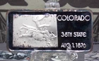 *HAMILTON MINT* 1oz .999 Silver Bullion *COLORADO* 38th State Art Bar ECC&C, Inc
