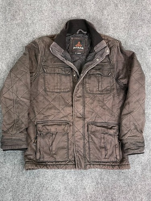 #ad Prana Field Jacket Dark Brown Quilted 100% Cotton Men#x27;s Size Med $49.99