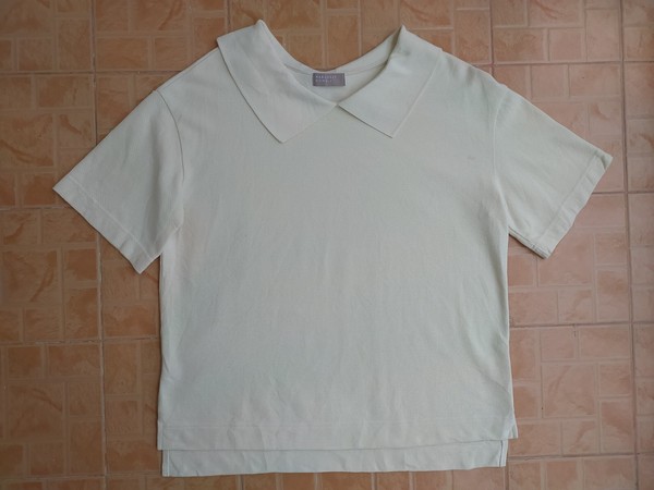 MARGARET HOWELL BEIGE MATROSENAUSSCHNITT BAUMWOLLE TOP SHIRT GRÖSSE 2 (M)