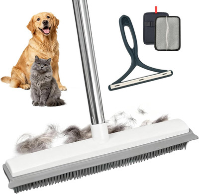 Carpet Rake for Pet Hair Removal 30-51'' Adjustable Stainless Steel Handle Rubber