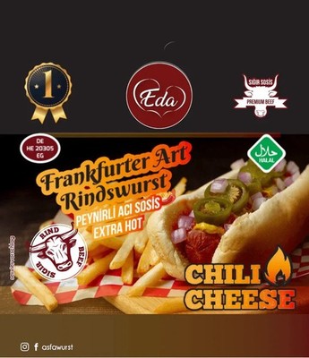 Eda Sosis Halal Chili-Cheese Wurst: Scharfe Rindwurst mit Jalapeño 400g