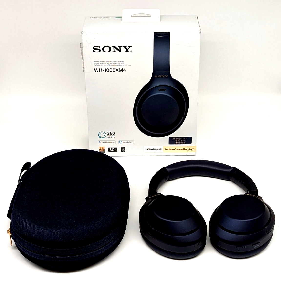 Sony WH‑1000XM4 Wireless Noise Cancelling Headphones Midnight Blue – Boxed