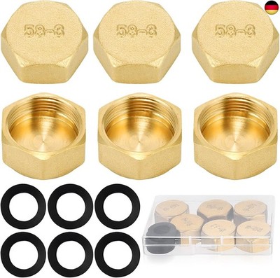 6 STK Blindstopfen 3/4 Zoll, Messing Kappe, Verschlusskappe 3/4 Zoll, Endkappe