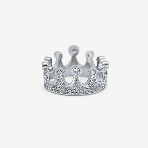 2CT Round Cut Simulated Diamond Men's King Crown Band Ring 14K White Gold Plated - Picture 4 of 4