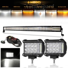Auxbeam Front 6 Modes Roof 50 Led Light Bar4 Pod Combo For Jeep Cherokee Xj