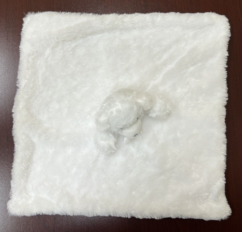 Blankets and Beyond White Teddy Bear Lovey Shaggy Square Plush Security Blanket - Picture 7 of 9