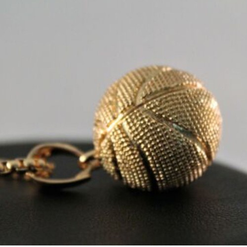Gold Round Basketball Pendant Chain/Necklace Jewelry Fashion Gifts - Picture 3 of 6