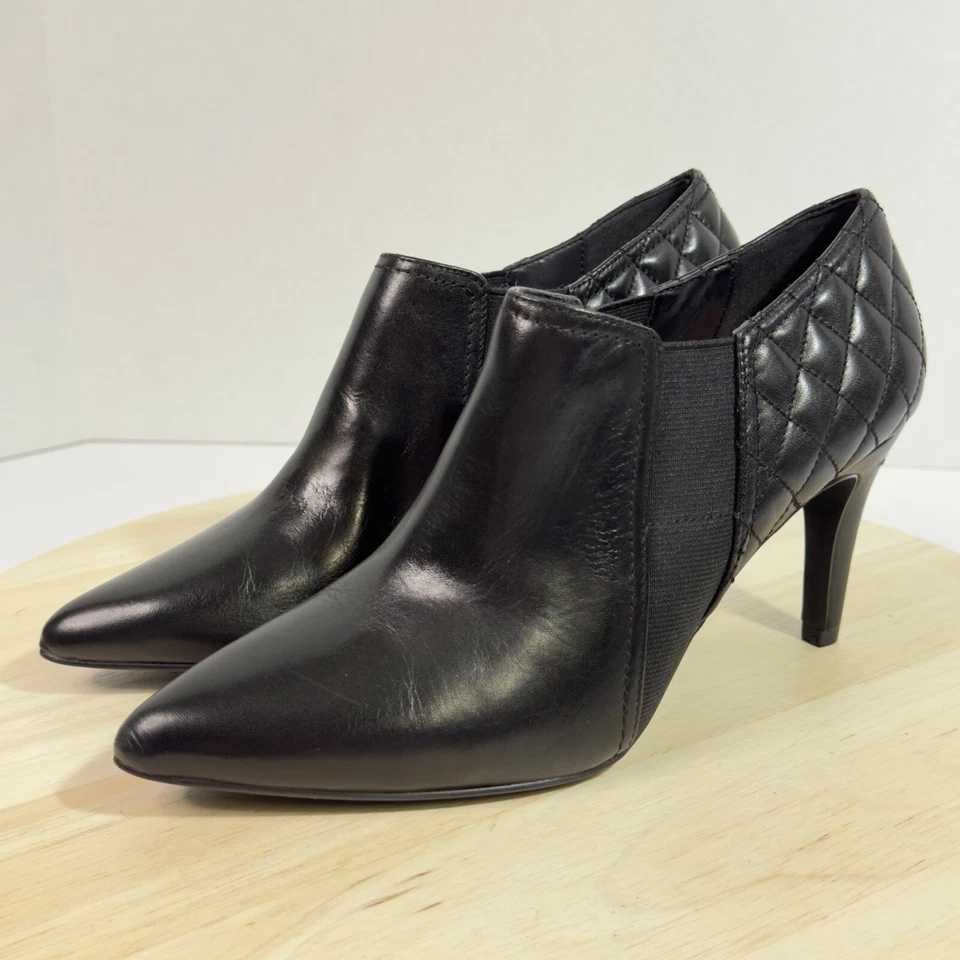 ISAAC MIZRAHI ¡EN VIVO! Tacones negros para mujer talla Botines de cuero de 7,5 M zapatos acolchados - Imagen 3 de 4