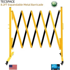 Ginkman 8.2 Feet Long Expandable Metal Barricade + casters (Yellow and Black)