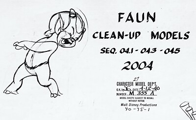 FANTASIA FAUN CLEAN UP  MODELS Animation Model Sheet PHOTOCOPY Pastoral Symphony