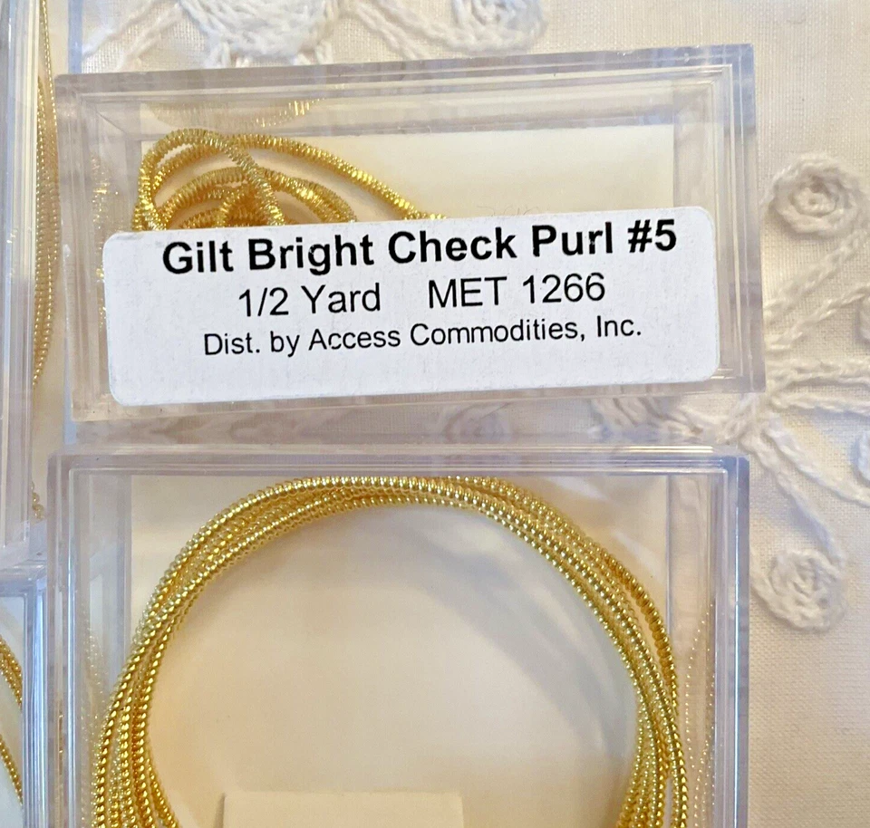 Needlepoint Embroidery Goldwork Threads Lot of 4 Gilt Pearl Purl #1 2 5 Super - Image 4 of 4