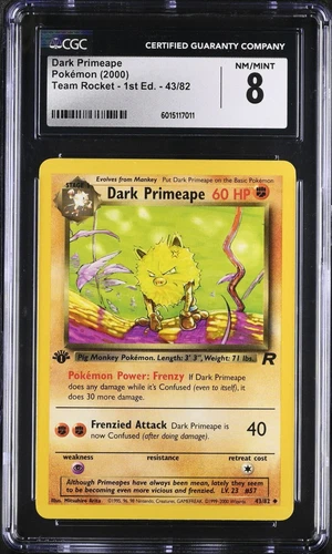 CGC 8 NM-MINT Dark Primeape Team Rocket 1st Edition 43/82 Pokemon