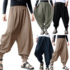 Herren Haremshose Pluderhose Aladinhose Freizeit Lose Pumphose Hippie Yoga NC