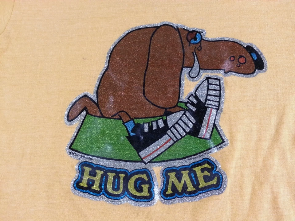 Vintage Retro 1970s Devknit Sad Dog Hug Me Iron On T Shirt Size Youth Large - Image 2 of 4