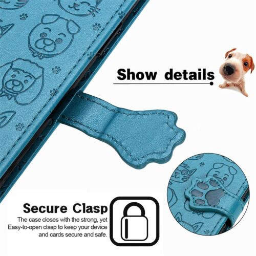 Cat Dog Wallet Phone Case For iPhone Samsung Huawei Honor Google Sharp ZTE TCL - Picture 2 of 15