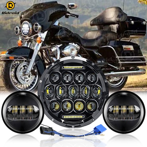 7" LED Headlight + 4.5" LED Passing Lights For Harley Road King