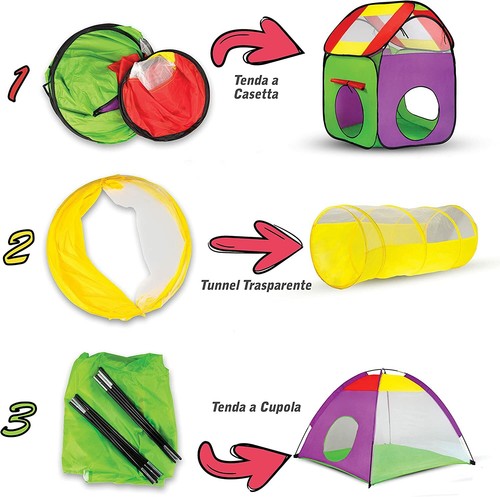 Tenda Per Bambini Con Tunnel Da Interno Esterno Cameretta Gioco Casetta Capanna - Picture 9 of 14