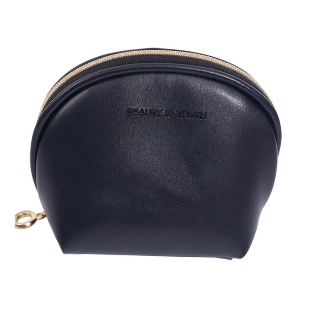 Waterproof PU Leather Mini Cosmetic Bag with Coin Pocket Black  