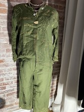 New Hearts Of Palm 2pc Green Woven Linen Set Blouse  Capri Pants Women  s 10