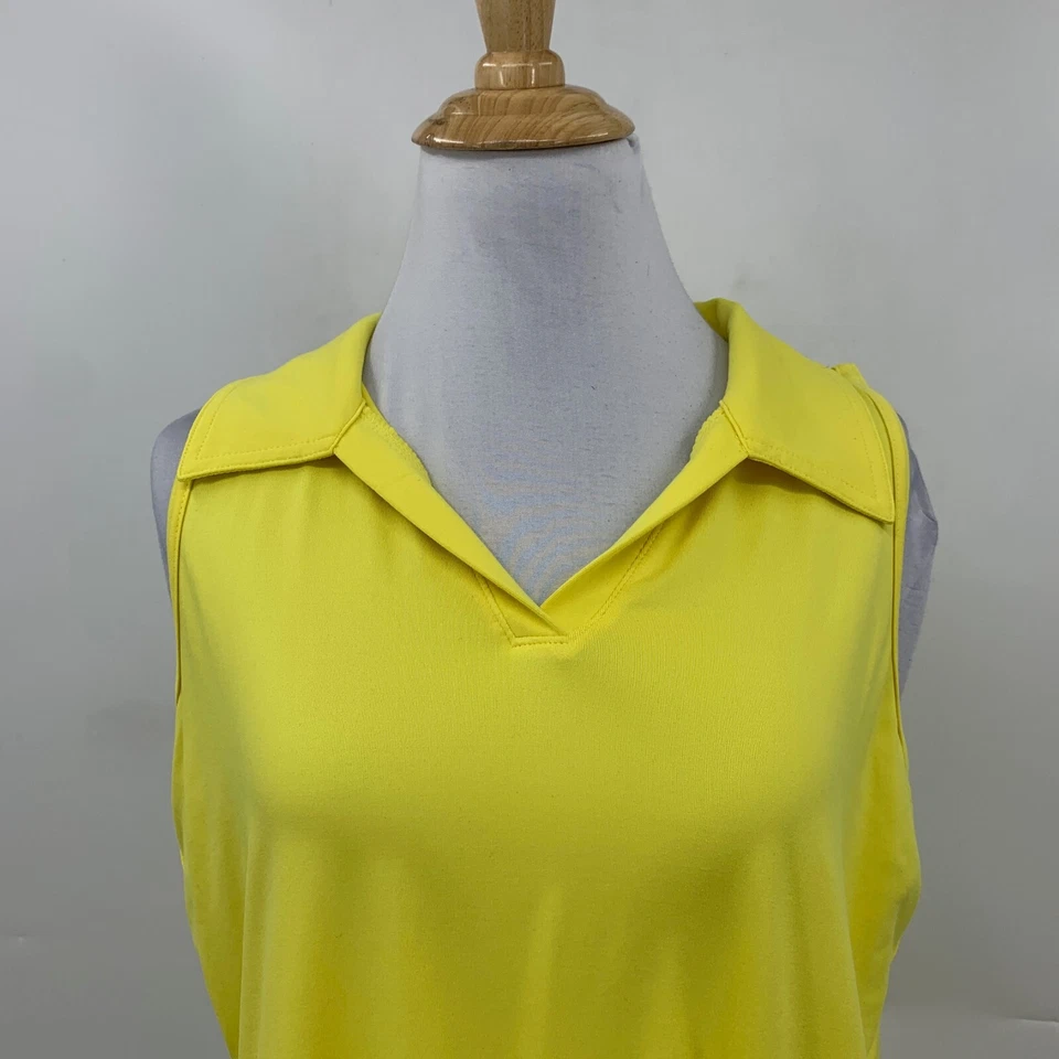 Jofit Shirt Womens M Medium Citrus Golf Athletic Johnny Collar Sleeveless Polo - Image 3 of 4