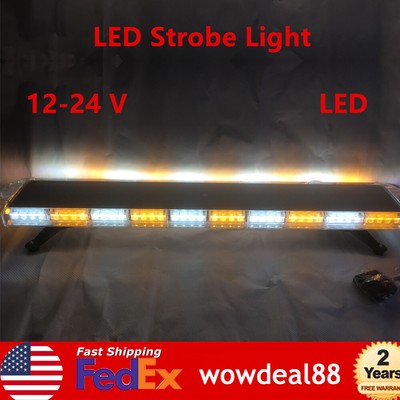47'' Bar Emergency Warning Tow Truck Response LED Amber White Strobe Light