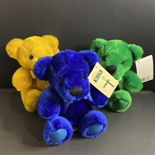 Set Of 3 First  Main Rainbow Bear Blue Green Yellow 6 inch Plush Bear