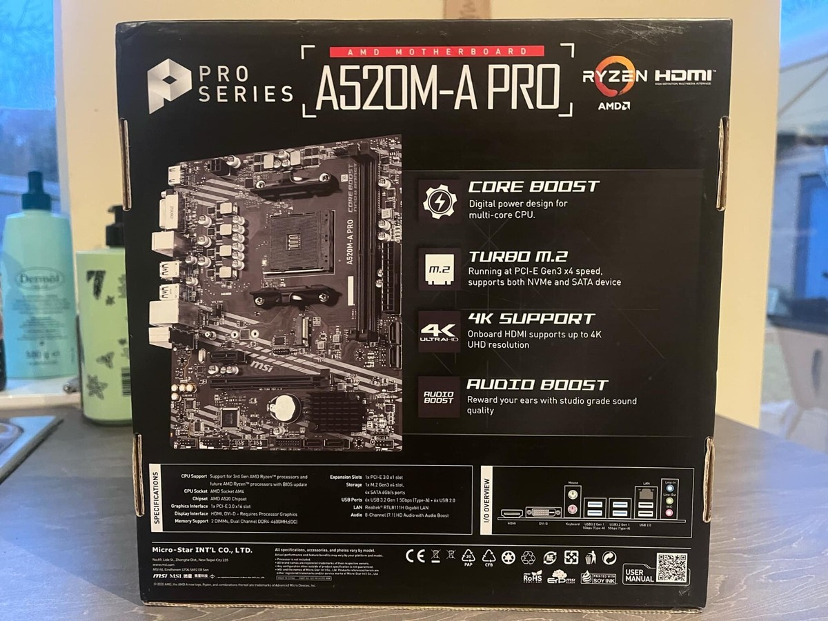 MSI A520M-A Pro Socket AM4 Micro ATX AMD A520 (7C96-001R