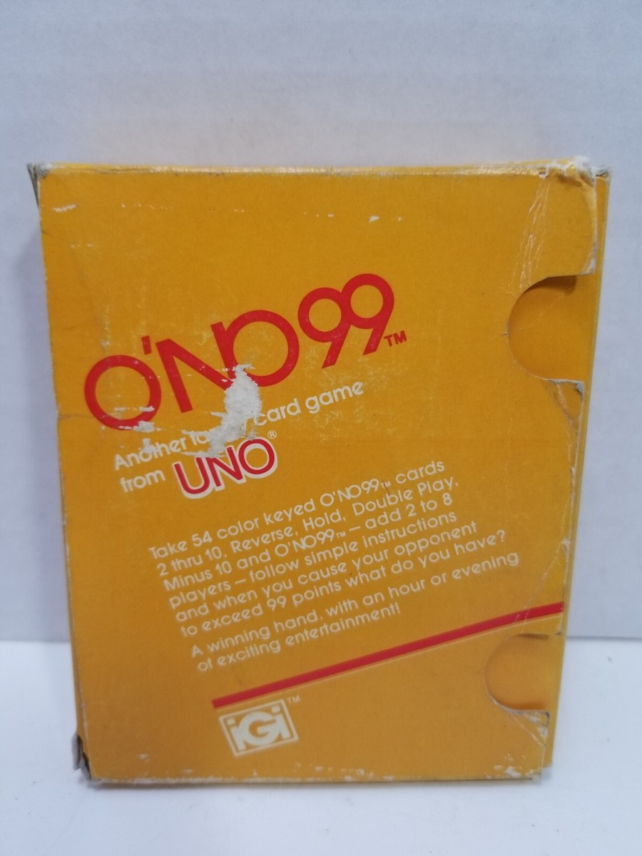 Vintage 1980 O'no Ono 99 Card Game from the makers of UNO Complete