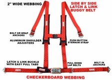 OFF ROAD SIDE BY SIDE 2" SEAT BELT HARNESS RACING 4 POINT RED CHECKERBOARD