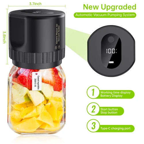 Electric Mason Jar Vacuum Ever Sealer Kit for Wide/ Regular Mouth Jars &10 Lids - Picture 5 of 11