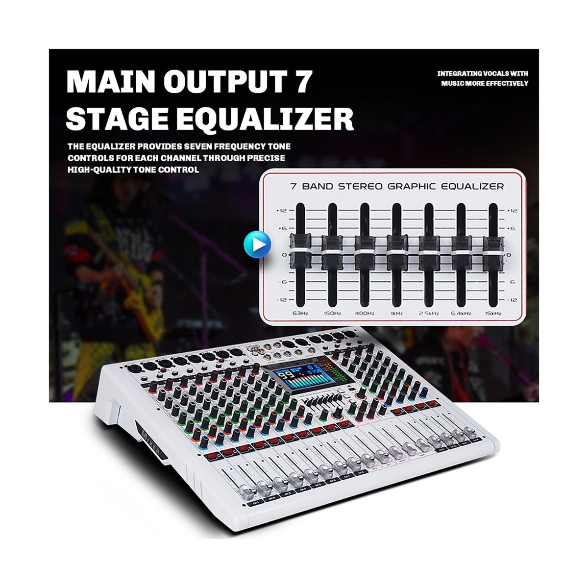 Yamnweo GF12 PRO Multi-Function 12-Channel Audio Mixer Large LCD