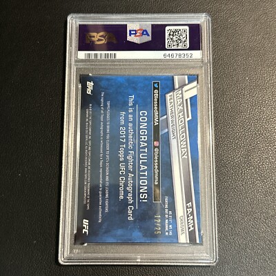 Max Holloway Ssp #'d /25 PSA 10 Topps Chrome Orange
