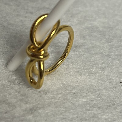 BALENCIAGA Boucle Bow Ring Gold Tone Wire sz 4.25 Pinky Ring