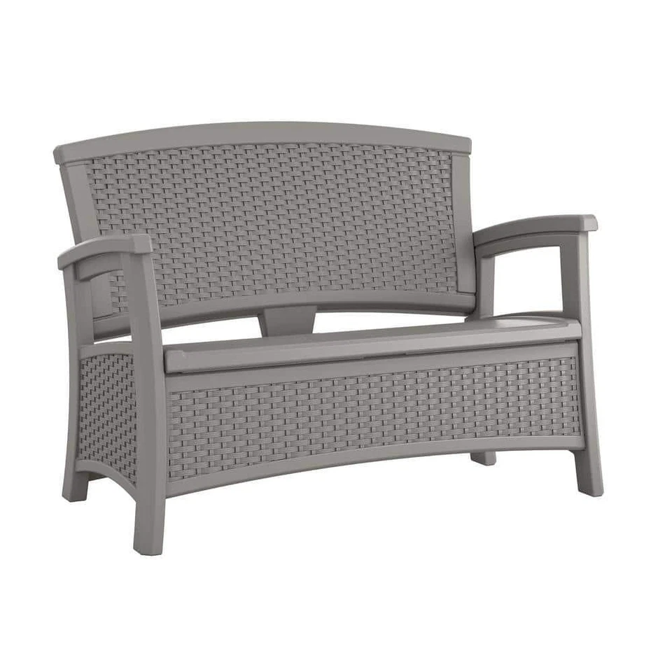 Suncast Outdoor Bench 35.5"Hx47"W Arms Fade Resistant Portable Plastic In Gray - Image 3 of 4