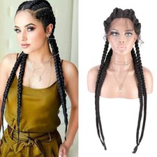 32" Braids Lace Front Wigs for Black Women 4X Cornrow Braided Wigs w/ Baby Hair