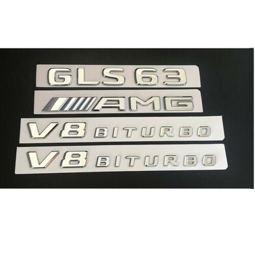 Chrome Trunk Fender Emblems Badges for Mercedes Benz X166 GLS63 AMG V8 BITURBO / - Foto 2 di 2