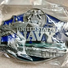 Glossy, Patriotic, U.S.N., U.S. Navy theme metal belt Buckle, New 