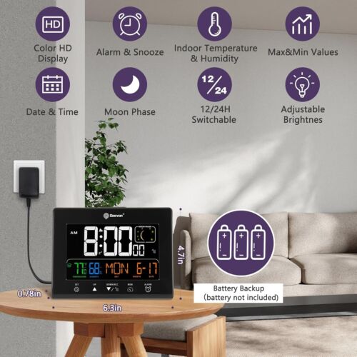 Modern 6-Inch Digital Atomic Alarm Clock with USB Ports & Adjustable Brightness - Picture 5 of 11