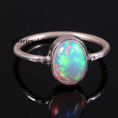 Ethiopian Opal 925 Sterling Silver Band Ring Handmade Jewelry kd8780 Ethiopian Opal 925 Sterling Silver Band Ring Handmade Jewelry kd8780