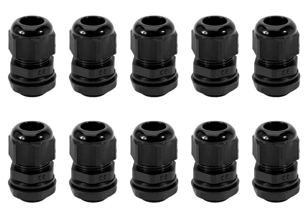 10 x Hellerman Tyton NGM20S-BLK IP68 Nylon Stuffing Glands IP68 -  20mm Black
